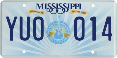 MS license plate YUO014