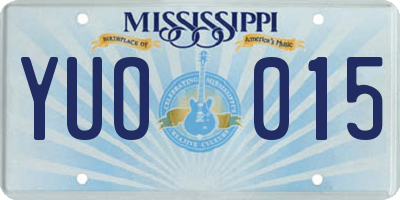 MS license plate YUO015