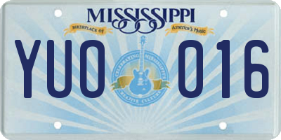 MS license plate YUO016