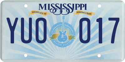 MS license plate YUO017