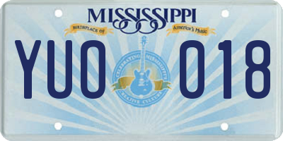 MS license plate YUO018