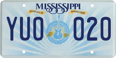 MS license plate YUO020