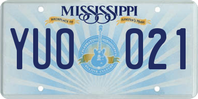 MS license plate YUO021