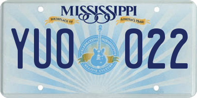 MS license plate YUO022