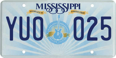 MS license plate YUO025
