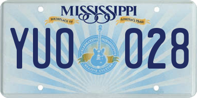 MS license plate YUO028