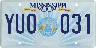 MS license plate YUO031