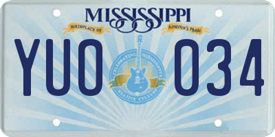 MS license plate YUO034