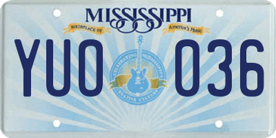MS license plate YUO036