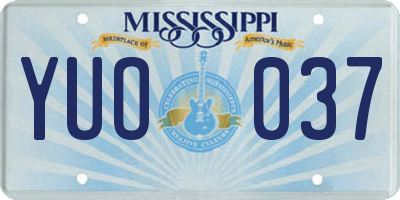 MS license plate YUO037