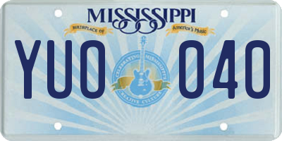 MS license plate YUO040