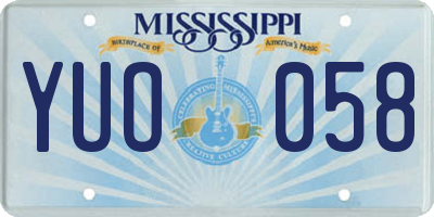 MS license plate YUO058