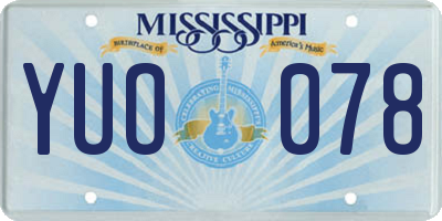 MS license plate YUO078
