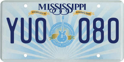 MS license plate YUO080
