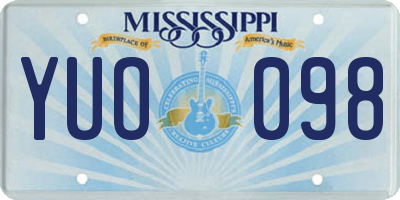 MS license plate YUO098