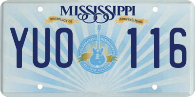 MS license plate YUO116