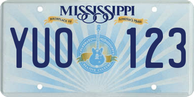 MS license plate YUO123