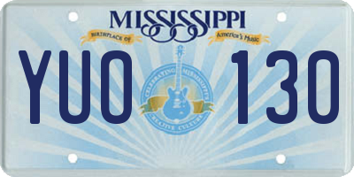 MS license plate YUO130