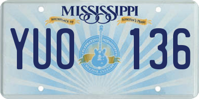 MS license plate YUO136