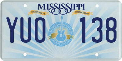 MS license plate YUO138