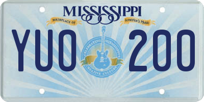 MS license plate YUO200
