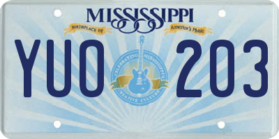 MS license plate YUO203