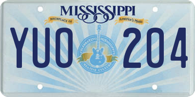 MS license plate YUO204