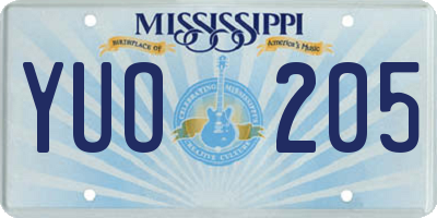 MS license plate YUO205