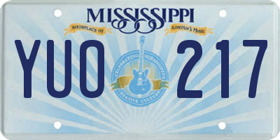 MS license plate YUO217