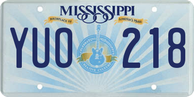 MS license plate YUO218