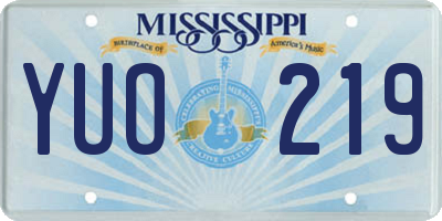 MS license plate YUO219