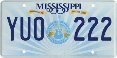 MS license plate YUO222