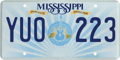 MS license plate YUO223