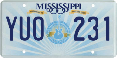 MS license plate YUO231