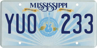 MS license plate YUO233