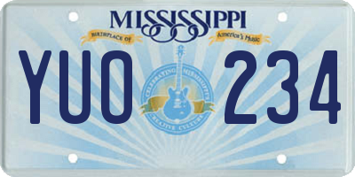 MS license plate YUO234