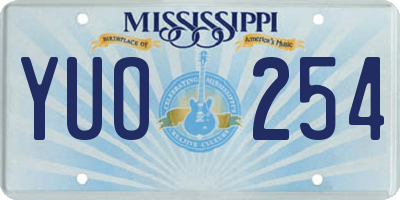 MS license plate YUO254