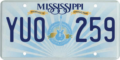 MS license plate YUO259