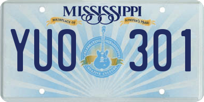 MS license plate YUO301