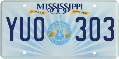 MS license plate YUO303