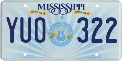 MS license plate YUO322