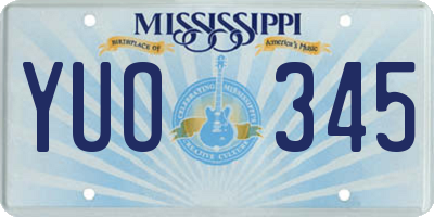 MS license plate YUO345