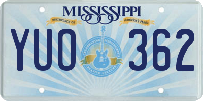 MS license plate YUO362