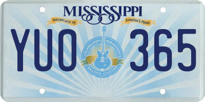 MS license plate YUO365
