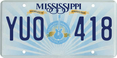 MS license plate YUO418
