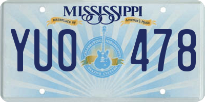 MS license plate YUO478