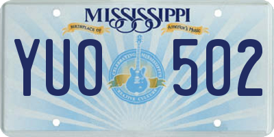 MS license plate YUO502