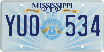 MS license plate YUO534