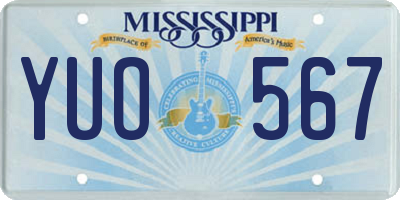 MS license plate YUO567