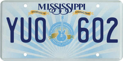 MS license plate YUO602